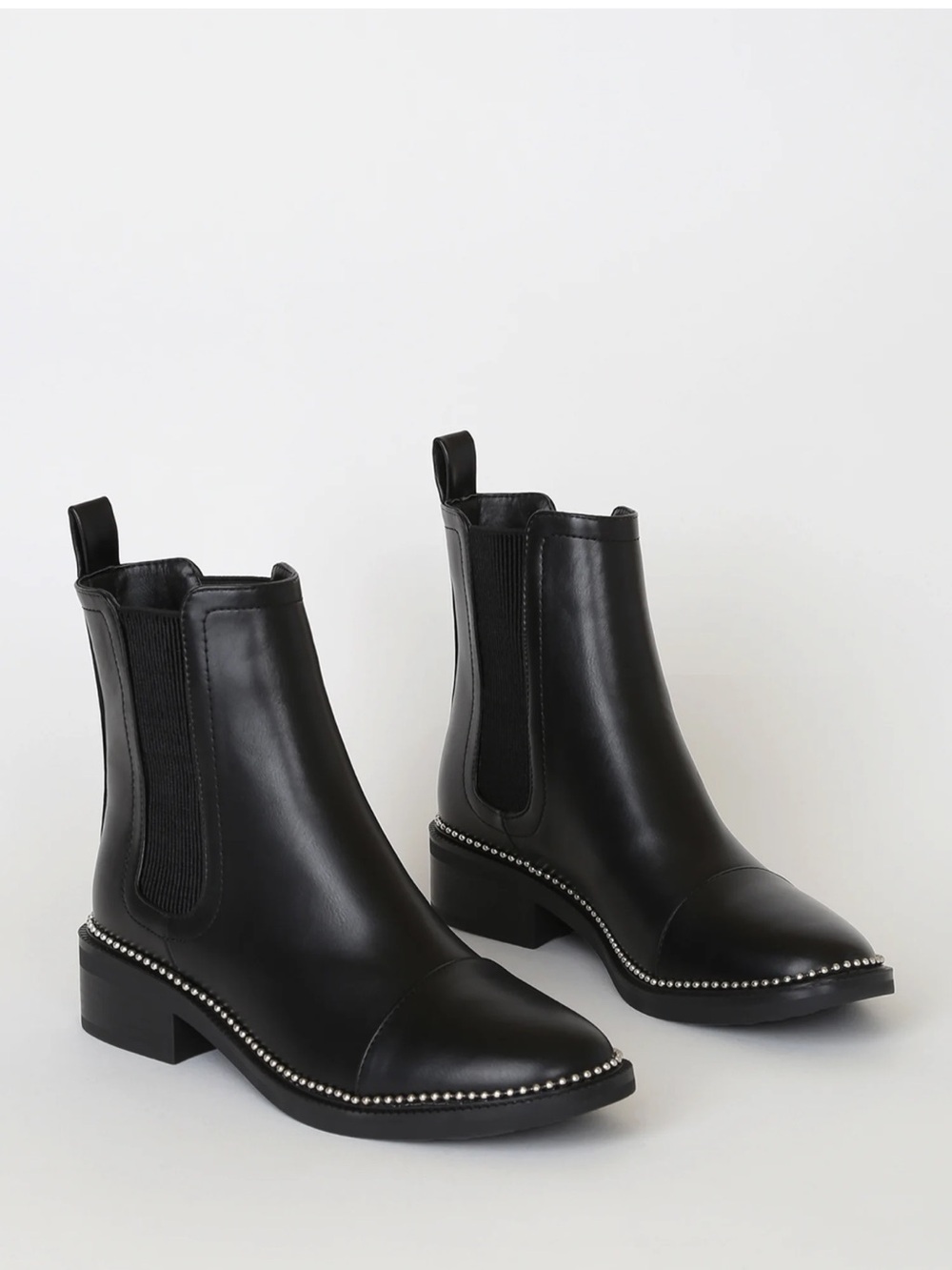 Raid Stud-Trim Black Chelsea Ankle Boots - Women's vegan leather